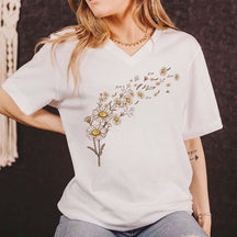 Daisy Flowers Summer  V-Neck Shirt