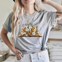 Reading Book Librarian Flower T-Shirt