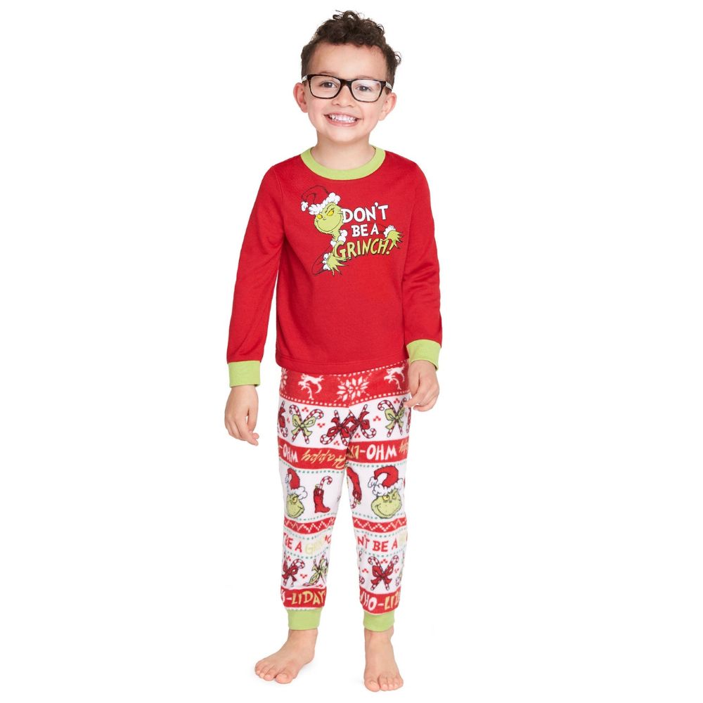 Christmas Grinch Cartoon Print Funny Xmas Family Matching Pajamas Sets