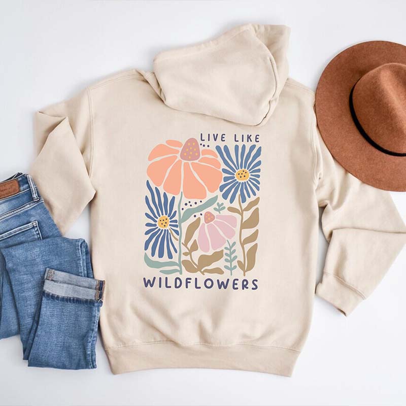 Boho Floral Print Cute Mental Health Hoodie