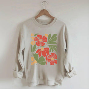 Botanical Neutral Red Minimalist Floral Sweatshirt