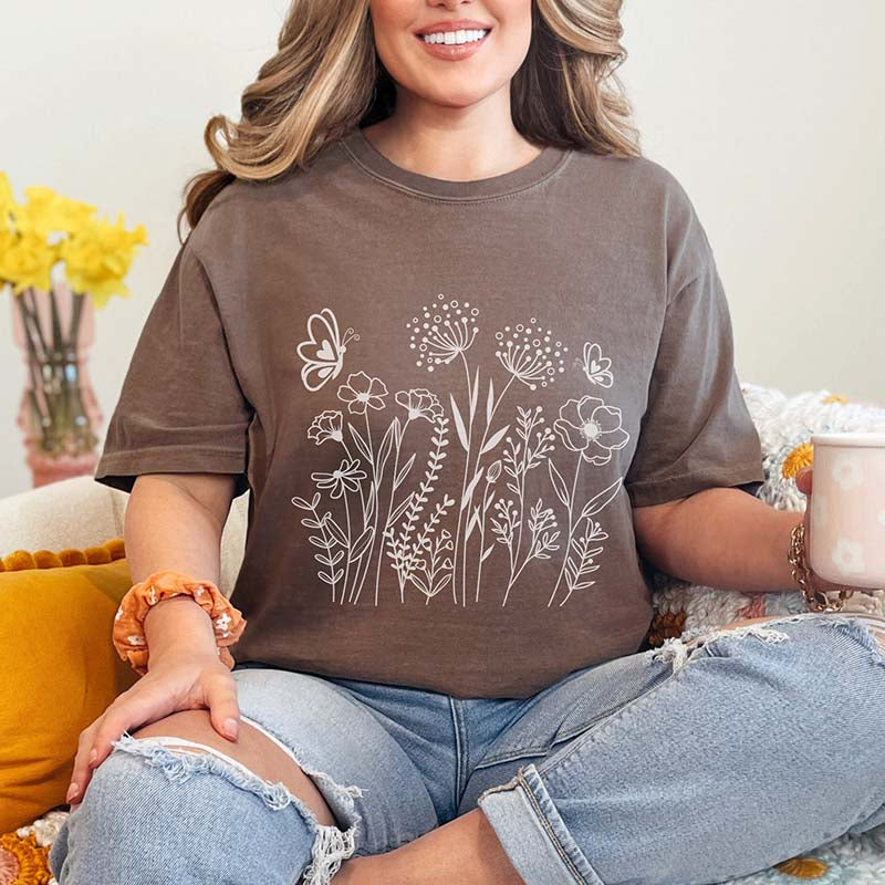 Wildflower Butterflies Gift for Gardener T-Shirt