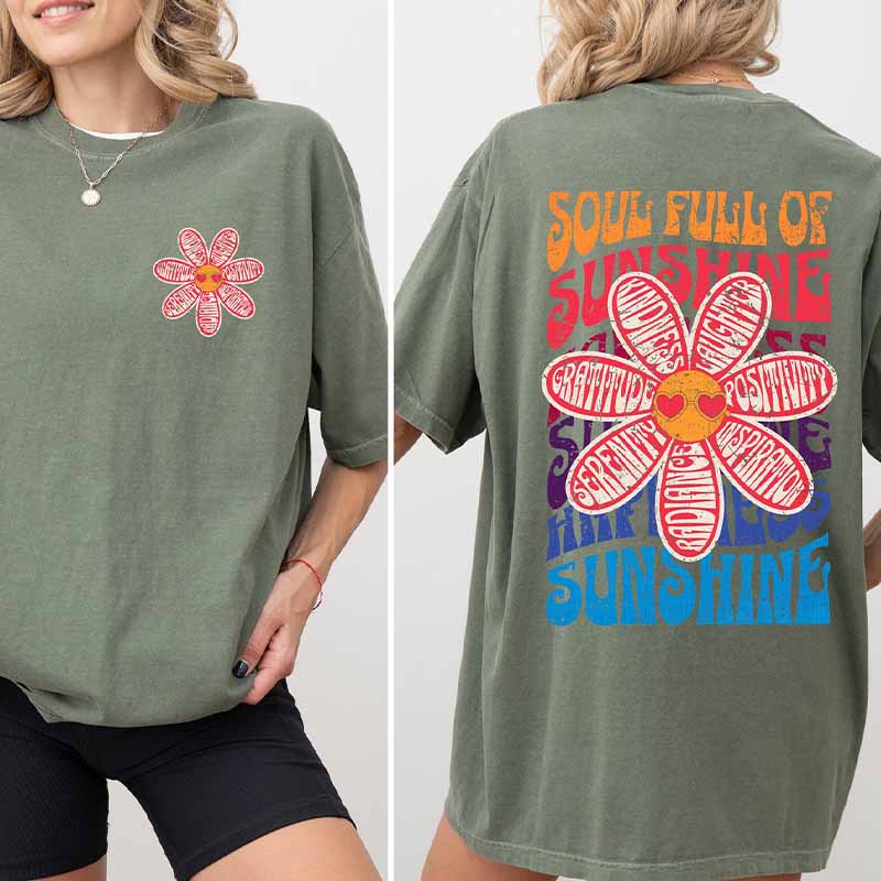 Soul Full Of Sunshine Flowers Mental Health T-Shirt