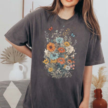 Daisy Butterfly Botanical Wildflowers T-Shirt