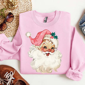 Pink Santa Retro Christmas Family Sweatshirt