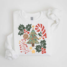 Boho Floral Christmas Tree Girly Sweatshirt