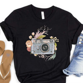 Watercolor Floral Camera  Photo Lover T-Shirt