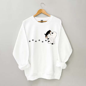 Cute Ghost Dog Halloween Black Sweatshirt