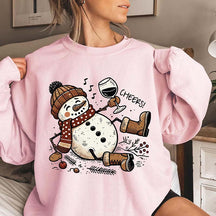 Snowman Wine Christmas Cheers Sweatshirt