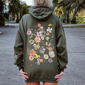 Butterfly Mountain Meadow Pressed Flower Hoodie