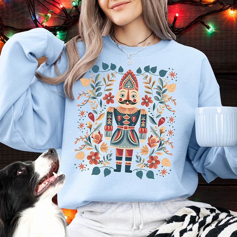 Nordic Christmas Nutcracker Folk Art Sweatshirt