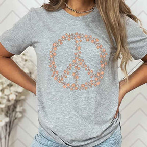 Peace Sign Symbol Wildflowers T-Shirt