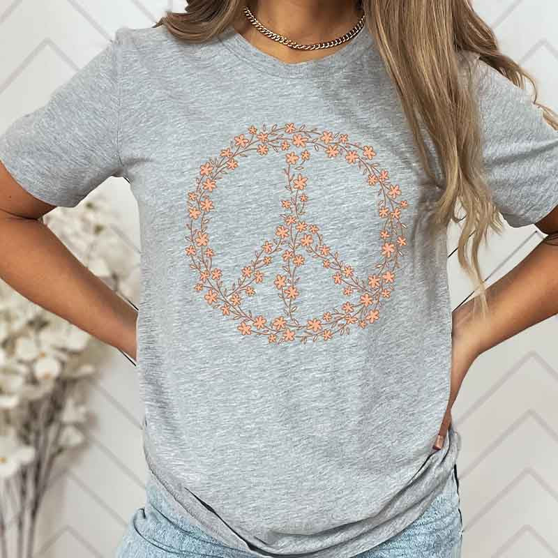 Peace Sign Symbol Wildflowers T-Shirt