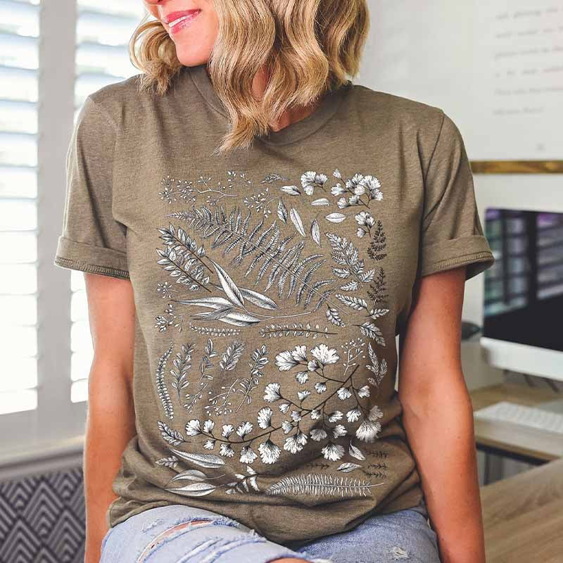 Vintage Flower Botanical Graphic T-Shirt