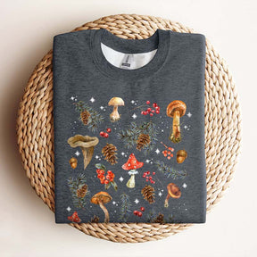 Vintage Dark Winter Forest Mushroom Sweatshirt