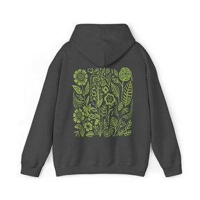 Retro Wildflowers Hoodie Forest Green Hoodie