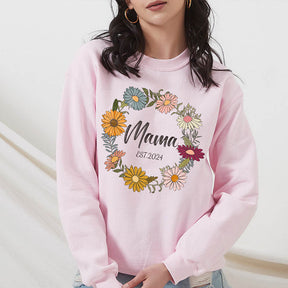 Personalized Flower Print Mama Sweatshirt