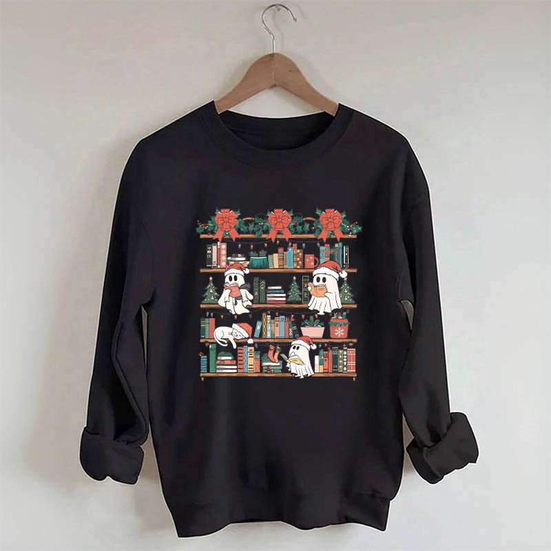 Book Lover Christmas Cute Ghost Sweatshirt