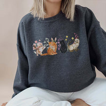 Floral Vintage Kittens and Pressed Flower Sweatshirt