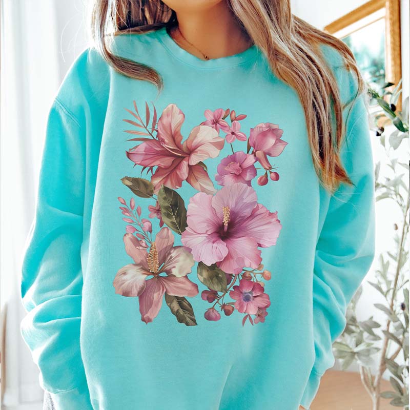 Retro Summer Flowers Lightweight Sweatshirt