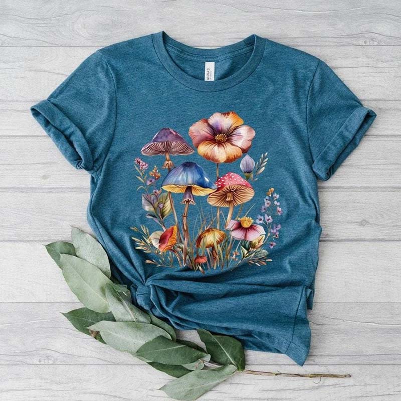 Mushroom Wildflower Cottagecore T-Shirt