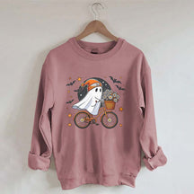 Cute Ghost On Bike Halloween Sweatshirt