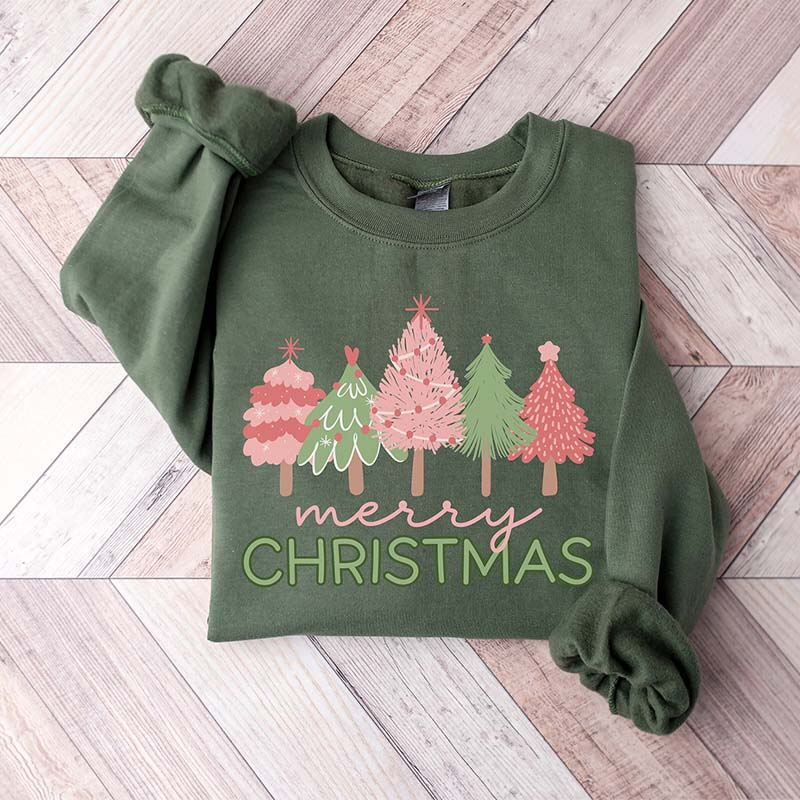 Cute Pink Tree Christmas Sweatshirt