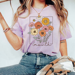 Growth WildFlower Graphic Inspirational T-Shirt