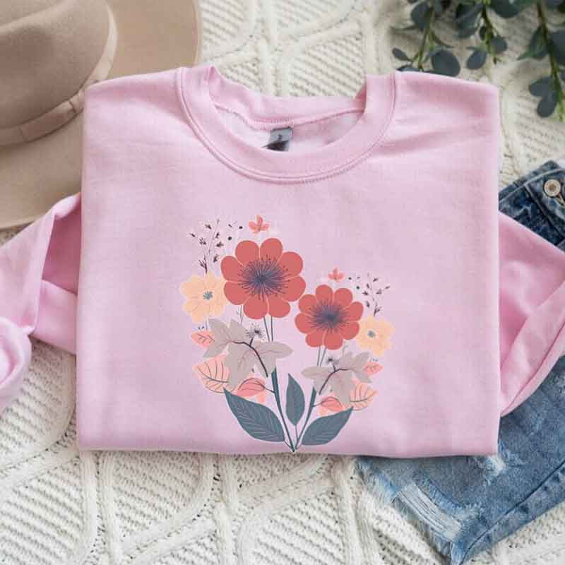 Vintage Fairy core Flowers Boho Sweatshirt