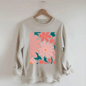 Flower Market  Pink Flowers Botanical Sweatshirt