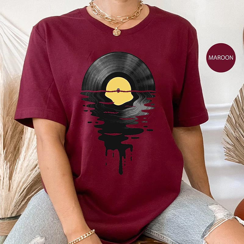 Vinyl Record Cool Sunset Music Lover T-Shirt