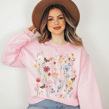 Vintage Pressed Wildflower Butterfly Sweatshirt