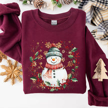 Snowman Wreath Christmas Botanical Sweatshirt