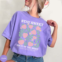 Boho Strawberry Fruits of the Spirit Floral T-Shirt