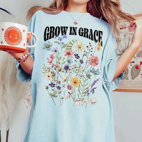 Grow In Grace Wildflowers Bible Verse T-Shirt