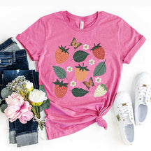 Wild Strawberries Summer Fruit Butterfly T-Shirt