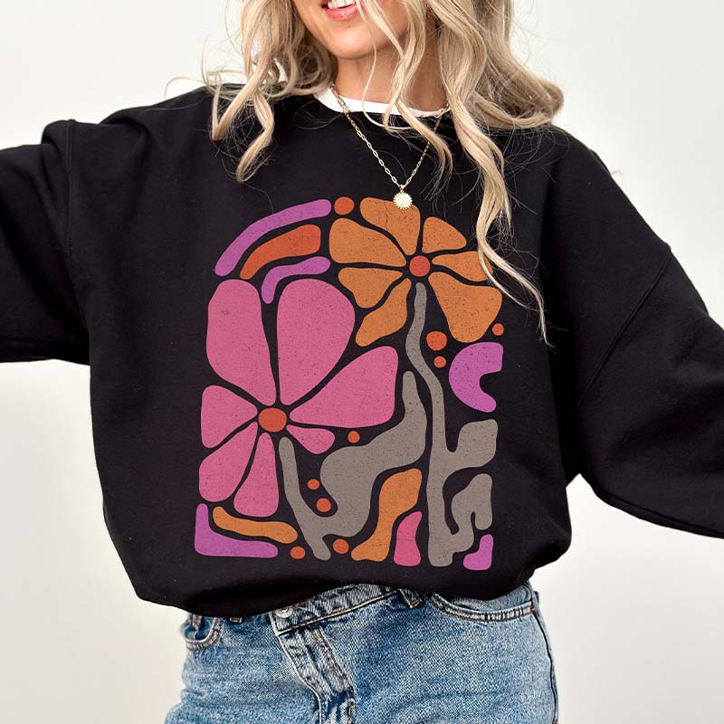 Pink Boho Flower Minimalist Sweatshirt