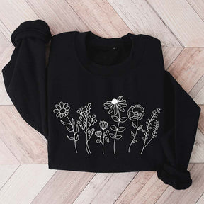 Botanical Wildflower Print Floral Gardening Sweatshirt