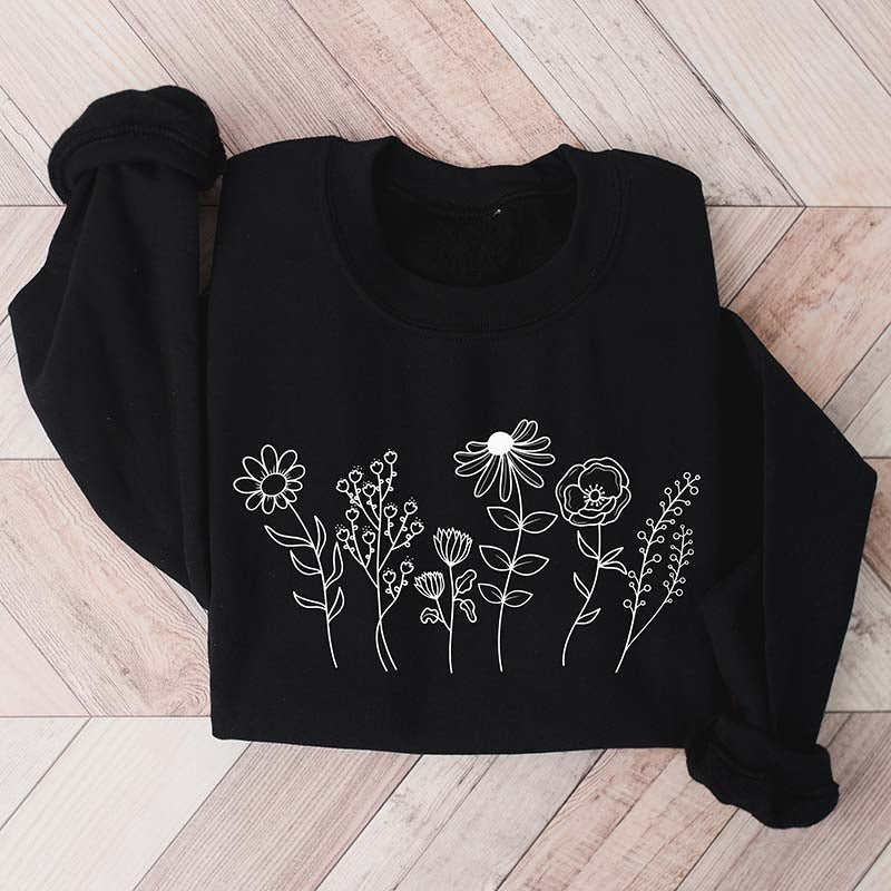 Botanical Wildflower Print Floral Gardening Sweatshirt