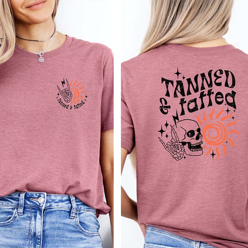 Tanned And Tatted Retro Skeleton Summer T-Shirt