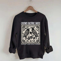 Crows Before Bros Trendy Graphic Sweatshirt