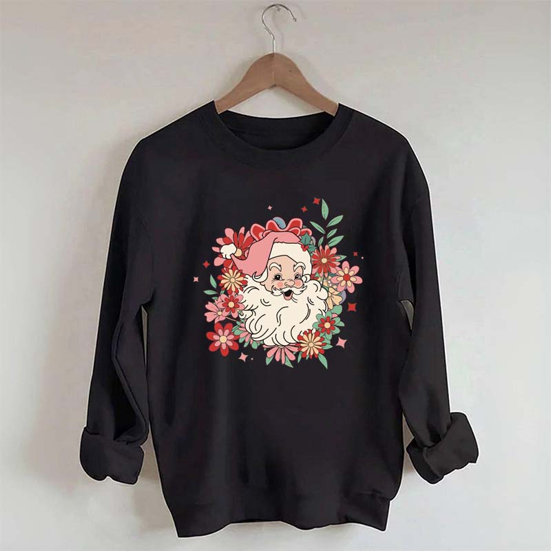 Floral Santa Christmas Daisy Sweatshirt