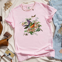 Pressed Flowers Bird And Butterflies T-Shirt