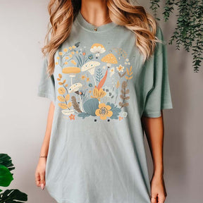 Hippie Mushroom And Flowers T-Shirt