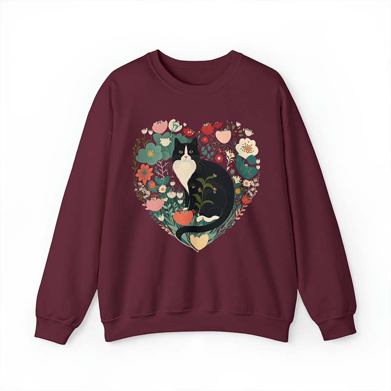 Floral Tuxedo Cat Sweatshirt