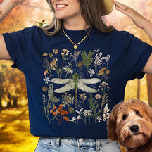 Fly Fall Dragonfly Floral T-Shirt