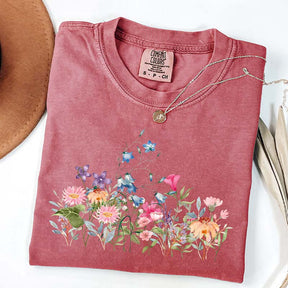 Pressed Flower Watercolor Botanical Floral T-Shirt