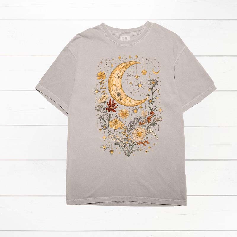 Boho Moon Floral Mystical Celestial T-Shirt