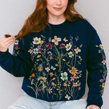 Vintage Pressed Flowers Boho Cottagecore Sweatshirt