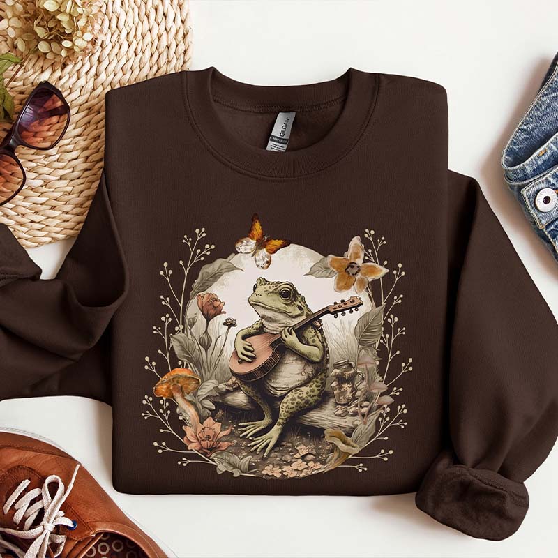 Cottagecore Toad Frog Mushroom Sweatshirt